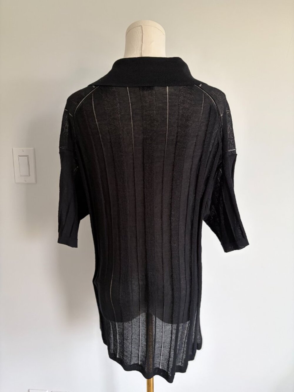 Acne Studios Black Bennati Sheer Polo - Picture 5 of 9
